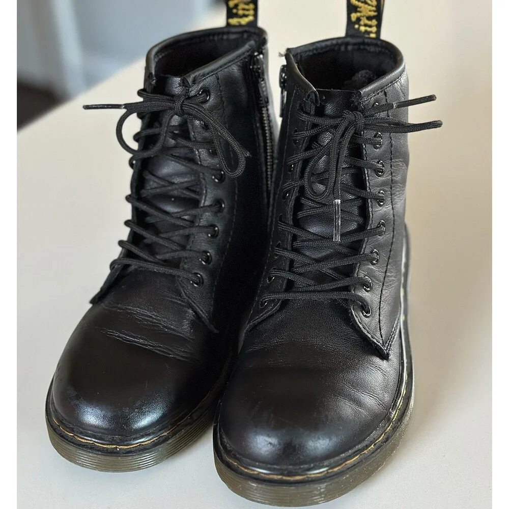 Dr. Martens Docs 1460J Combat Boots - Junior/Youth Sz. 2 - Leather Zip Up-Unisex
